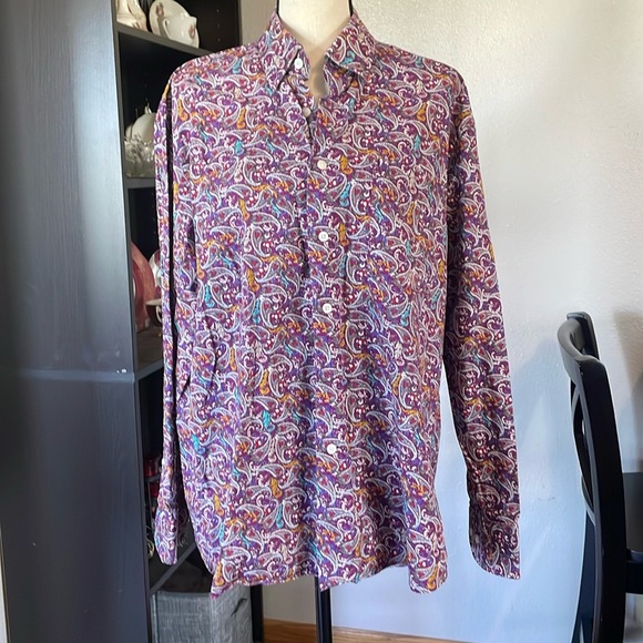 Alan Flusser Paisley Print Button Down L/S  Shirt - Picture 1 of 4